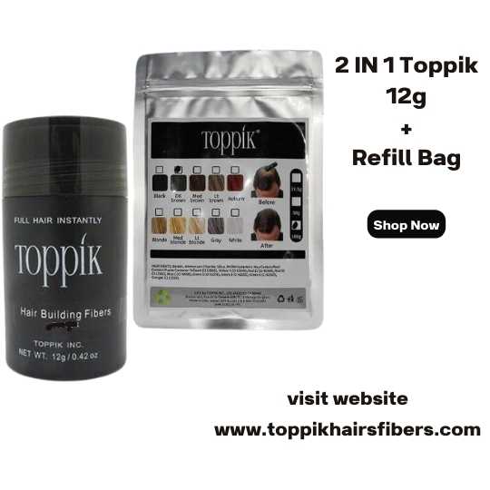 Toppik Hair Building Fibers 2 IN 1 Deal 12g Fiber+ Refill Pack 25g