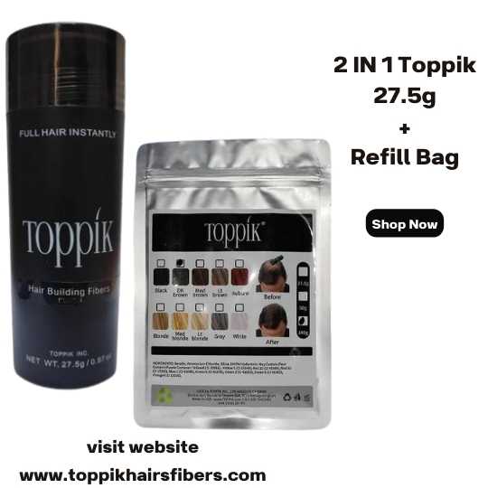 Toppik Hair Building Fibers 2 IN 1 Deal 27.5g Fiber+ Refill Pack 25g