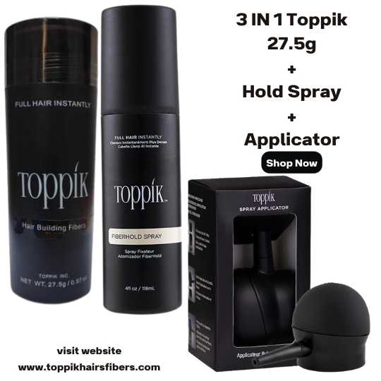 Toppik Hair Building Fibers 3 IN 1 Deal 27.5g Fiber+ FiberHold Spray+ Spray Applicator